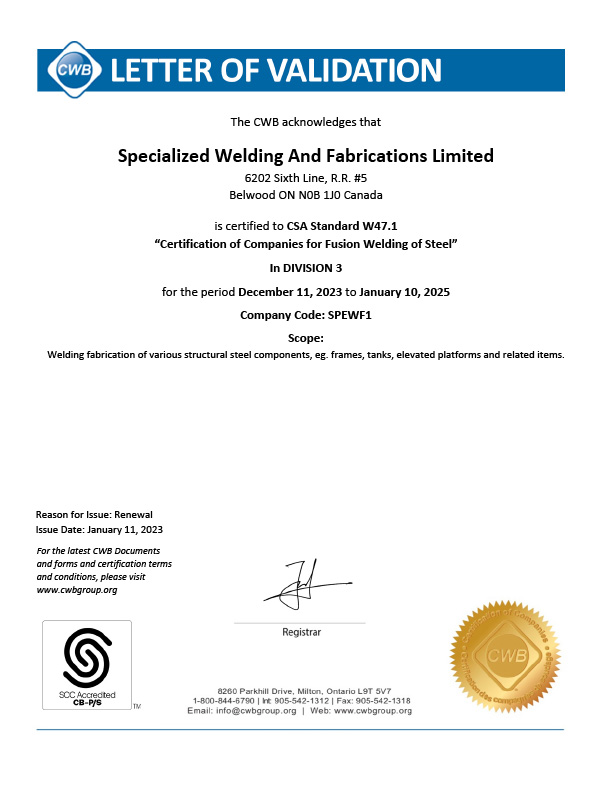 CWB Certification W47.1
